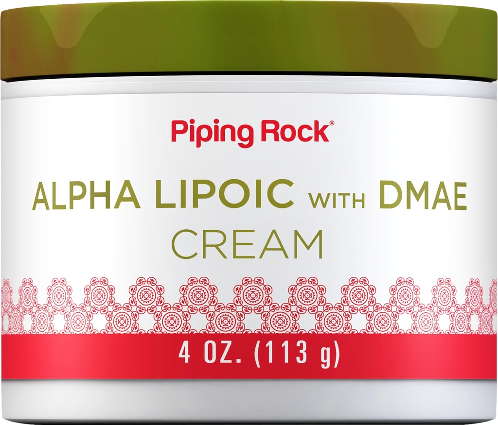 Piping Rock Alpha Lipoic Acid | 4 oz | with DMAE Cream | Hydrating & Firming for Face & Skin | Non GMO, Gluten Free