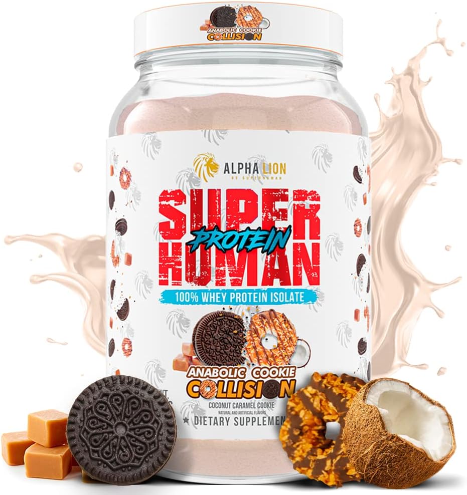 ALPHA LION Superhuman Whey Protein Powder, Great Tasting Pure Whey Protein Isolate, Low Carb, Low Sugar, No Bloat Post Workout, Muscle Recovery & Growth (28 Servings, Cookie Collision)