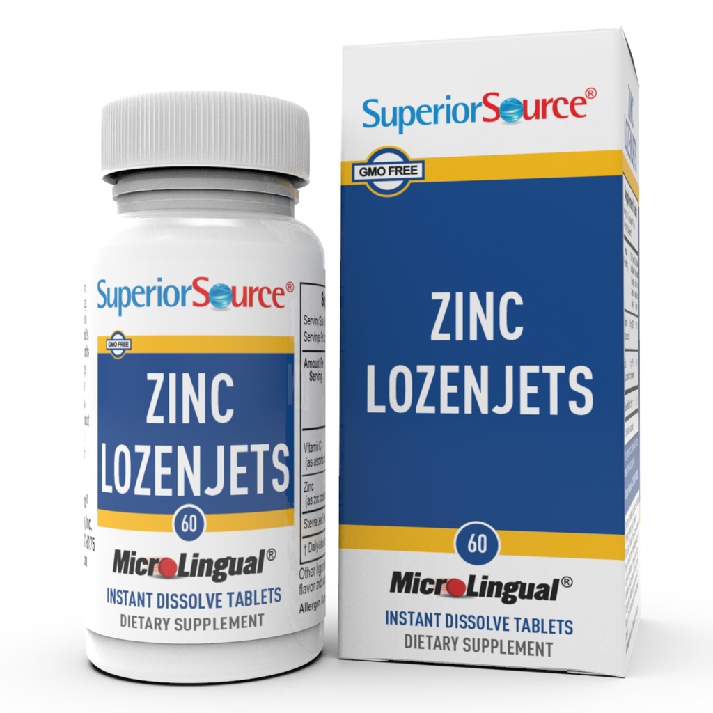 Superior Source Zinc Lozenjets - Immune System Support Supplement - Trace Mineral Supplement Aids Systems & Functions - Zinc Supplement for Women & Men - 60 Instant Dissolve Tablets