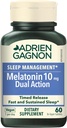 Adrien Gagnon - Melatonin 10mg, Dual Action Time Release Melatonin for Deep Sleep, Natural Sleep Aids for Adults Extra Strength, 60 Vegan Melatonin Fast Dissolve Tablets
