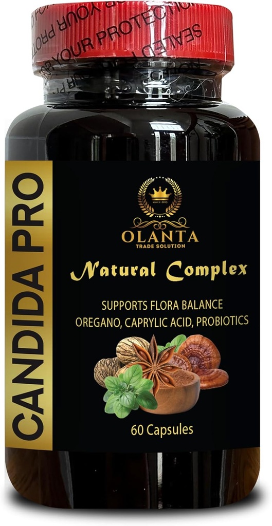 Candida PRO Complex - Oregano Leaf Organic, Aloe Vera Capsules Vegan Organic, Candida May Cleanse Gut Support, Immune Boost - 1 Bottle 60 Capsules