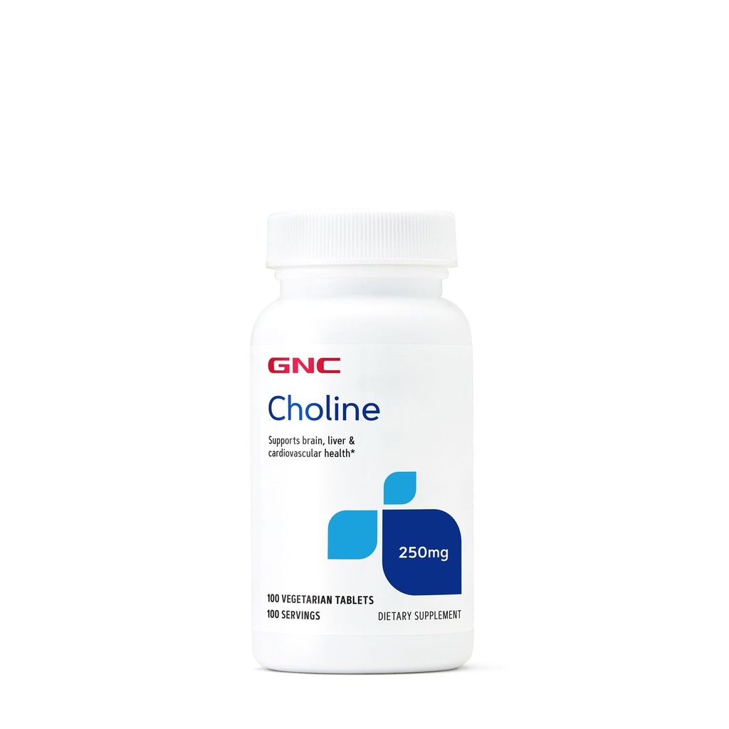GNC Choline 250mg | Supports Brain, Liver and Cardiovascular Health | Vegetarian | 100 Count