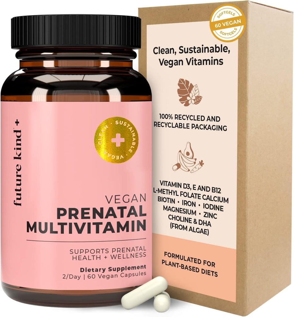 Future Kind Prenatal Vitamin - Pregnancy, Lactation, and Wellness Support with DHA & L-Methylfolate - Folate Supplement for Women with Vitamin D, E, Iron, Omega-3 and Biotin (60 Capsules)
