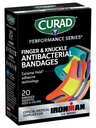 CURAD Performance Series IRONMAN Antibacterial Bandages, Extreme Hold Adhesive Technology, Finger & Knuckle Bandages, Flexible Fabric, Variety Pack with Assorted Sizes & Colors, 20 Count