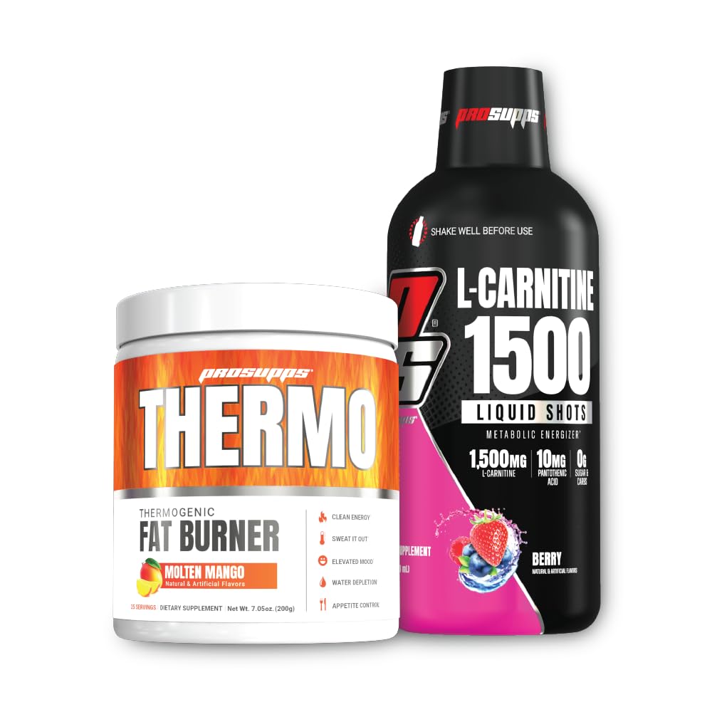 PROSUPPS Thermo Fat Burning Thermogenic Powder Molten Mango and 1500 L-Carnitine Berry - Weight Management and Pre Workout - Energy, Mood, Appetite Control