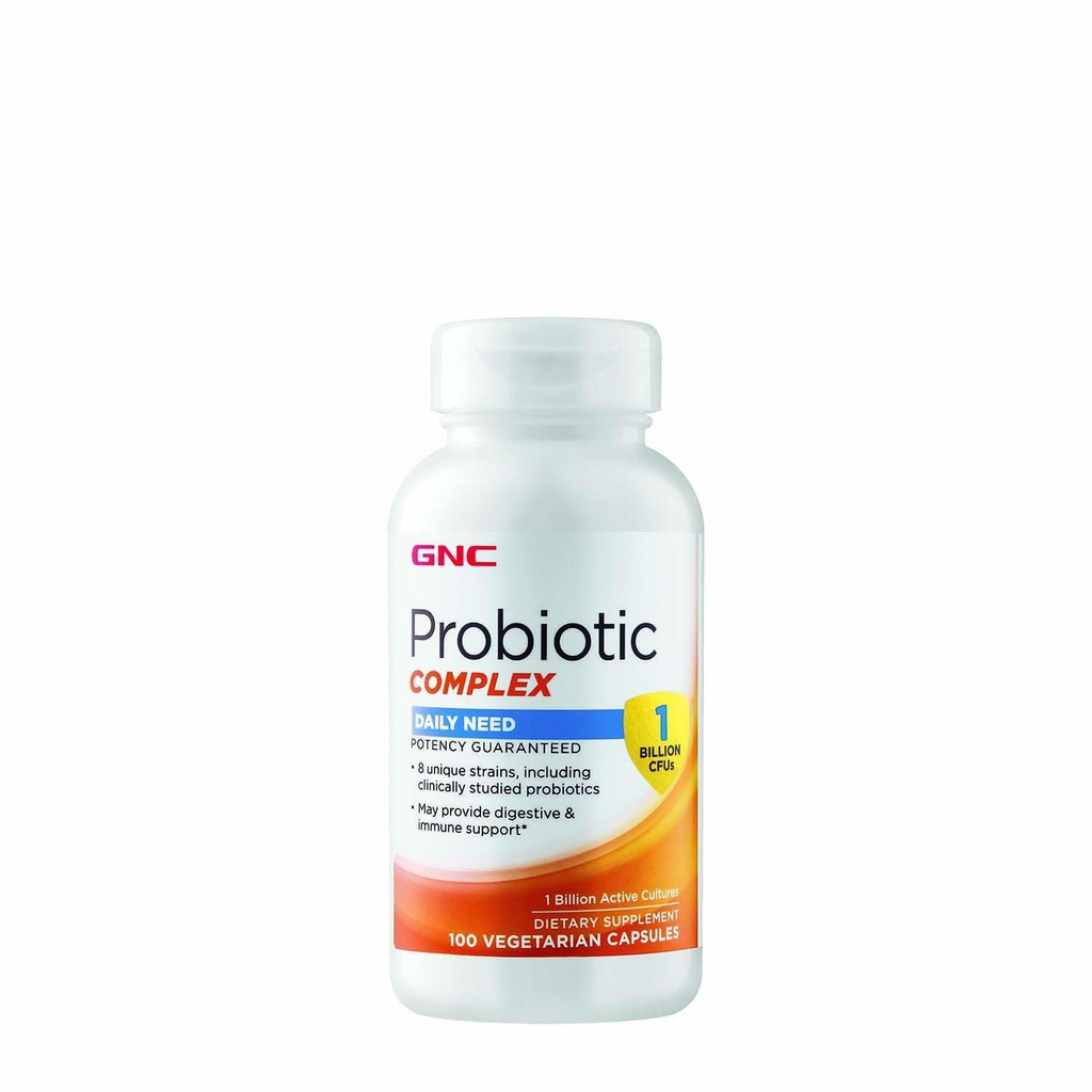 GNC Probiotic Complex Daily Need Supplement, Provides Digestive and Immune Support, 1 Billion CFUs, 100 Vegetarian Capsules, 100 Servings
