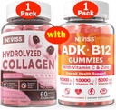NEVISS 1Pack Hydrolyzed Collagen Gummies + 1Pack Vitamin ADK with B12 Gummies