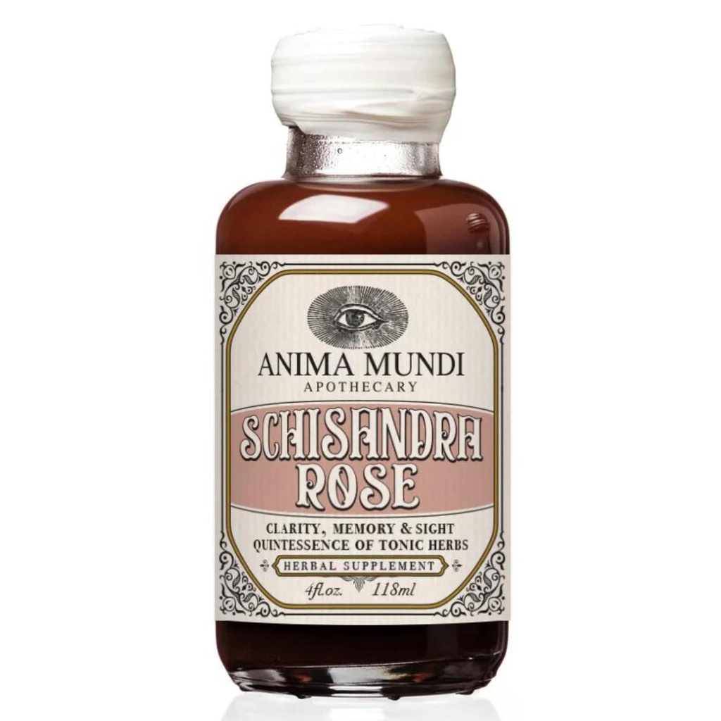 Anima Mundi Apothecary Schisandra Rose Elixir - Liquid Schisandra Berry Adaptogen Supplement with Wildcrafted Rose Petals for Liver and Kidney Support - Anima Mundi Beauty Supplements (4oz / 120ml)