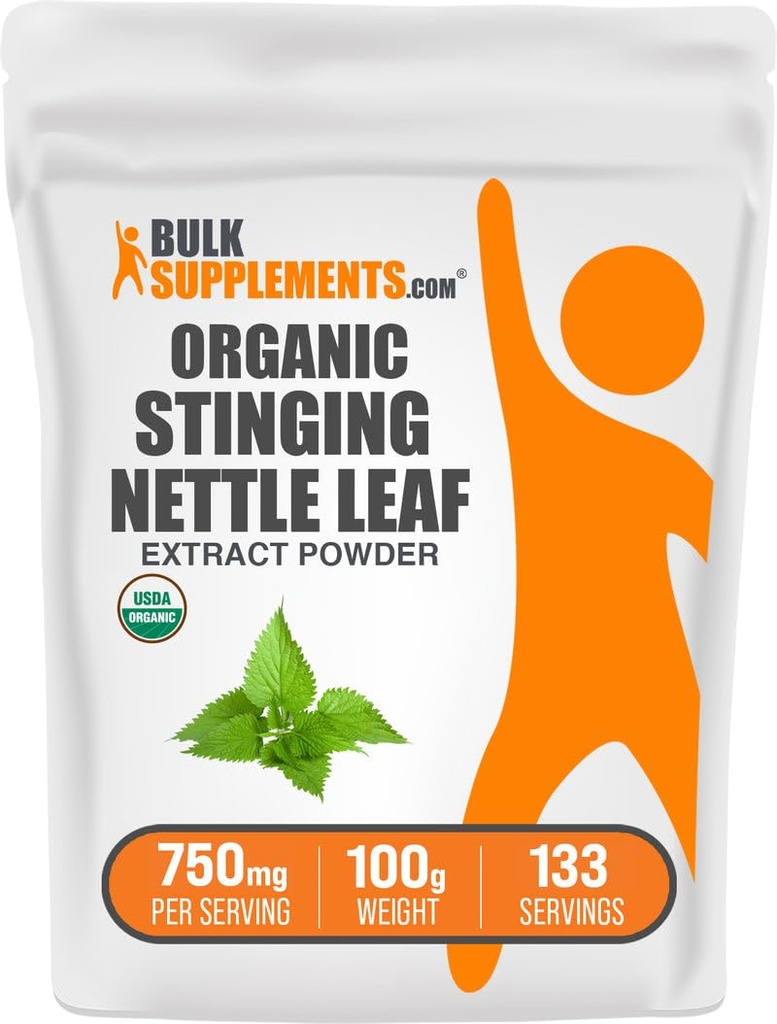 BulkSupplements.com Organic Stinging Nettle Extract Powder - Nettle Leaf Extract, Herbal Supplement - Vegan & Gluten Free, 750mg per Serving, 100g (3.5 oz) (Pack of 1)