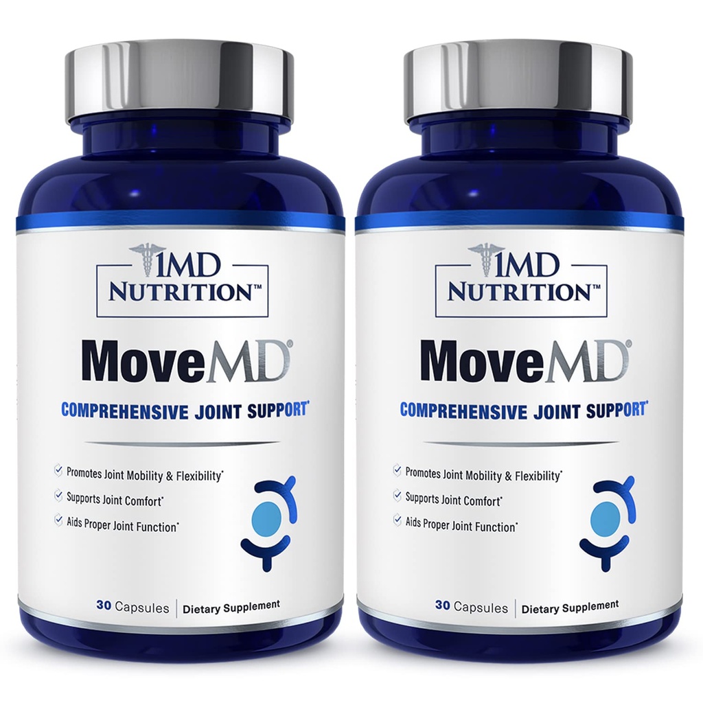 1MD Nutrition MoveMD - Joint Health Supplement - Doctor Formulated | with Collagen, Astaxanthin, and More | 30 Capsules (2-Pack)