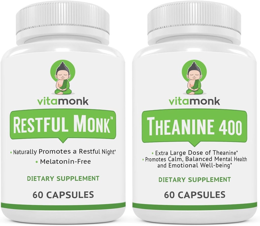 VitaMonk Sleep Blend and L-Theanine: Melatonin Free Sleep Aid & Relaxation Bundle