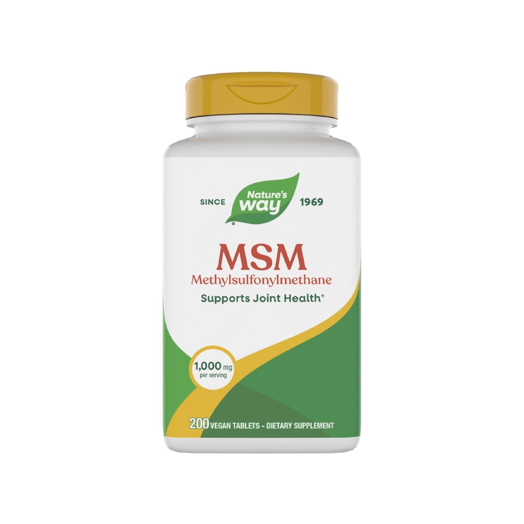 Nature's Way MSM 1000 mg - Joint Health Supplement* - With Methylsulfonylmethane - Gluten-Free & Vegan - 200 Tablets
