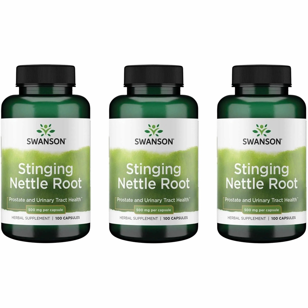 Swanson Stinging Nettle Root (Urtica Dioica) - Herbal Supplement - (100 Capsules, 500mg) (3 Pack)