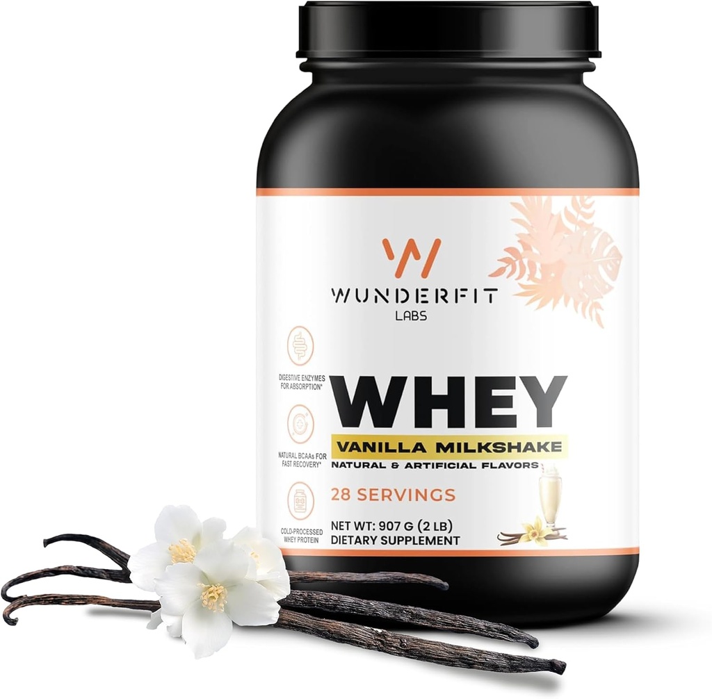 Whey Protein (Vanilla Milkshake), Gluten Free, Powder, 28 Servings