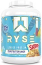 RYSE Loaded Protein Powder - Skippy Peanut Butter - 25g Whey Protein Isolate & Concentrate with Prebiotic Fiber & MCTs - Low Carb, Low Sugar, Digestive-Friendly - 54 Servings / 4 lb Tub