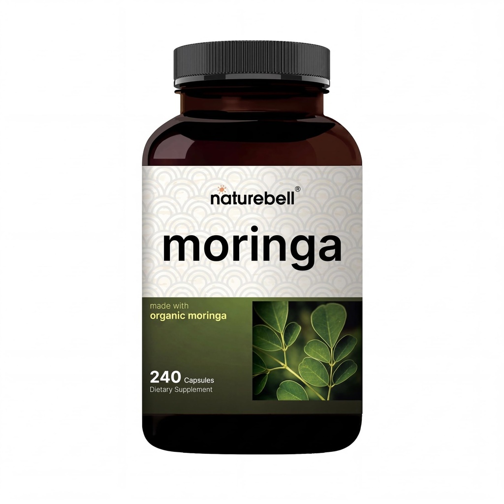 NatureBell Moringa - 240 Capsules - Organic Moringa for Immune, Energy & Skin Health Support* - Green Superfood Properties