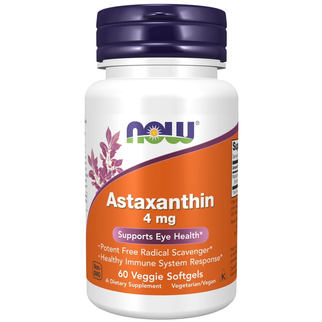 Now Foods Astaxanthin 4 Mg Support Eye Health Capsules - 60 Veg Capsules