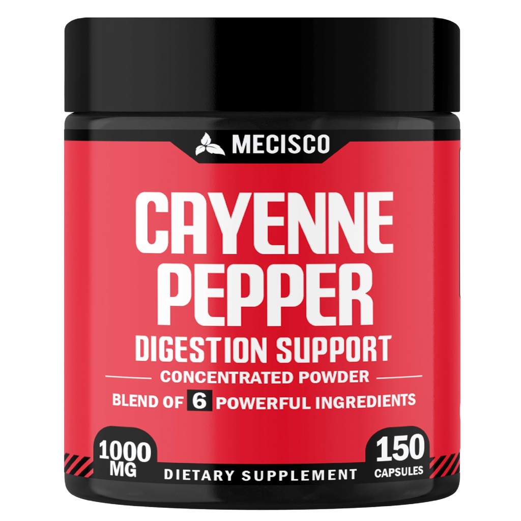 Mecisco Cayenne Pepper Capsules with Ginger Root, Beet Root, and Black Pepper and More - 150 Capsules - 6in1