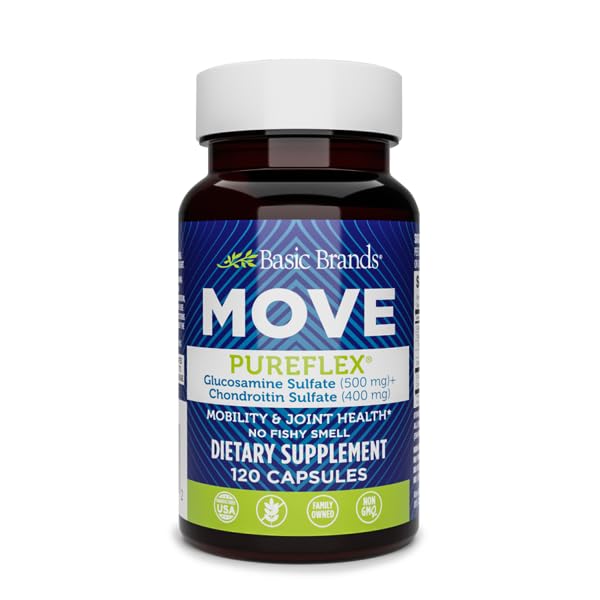 Basic Brands Move Pureflex Glucosamine Chondroitin, 120 Capsules Made in USA