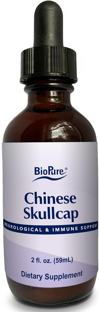 BioPure Chinese Skullcap Herbal Tincture – Potent Botanical Extract Rich in Bioactive Flavonoids That Support Neurological, Immune, Circulation, Microbiome Balance, & Whole-Body Wellness – 2 fl oz