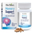 HERBION Naturals Memory Support Capsules, Helps Improve Brain Function & Absent Mindedness, Maintains Healthy Mood Levels with Ginkgo Biloba, for Adults, 60 Count, Pack of 1