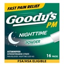 Goody's Nighttime Powder, Pain Reliever & Sleep Aid with Acetaminophen & Diphenhydramine Citrate, Caffeine Free, 16 Count