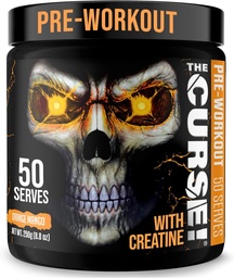 JNX SPORTS The Curse! Pre Workout Powder for Men & Women, Caffeine, Beta-Alanine, Creatine, L-Citrulline, 50 Servings, Orange Mango Flavor – Boost Energy, Strength & Focus