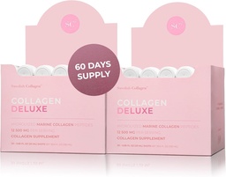 Collagen Deluxe 30 Shots x 2 I 8 Week Bundle I 12500 mg Marine Collagen (Type I & III) I Hyaluronic Acid, Biotin, Vitamin C I Sugar-Free - 8 Week Supply