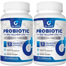 300 Billion CFU Probiotic, 12 Strains with 3 Organic Prebiotics, Probiotics for Women and Men, Daily Supplement for Digestive, Immune, Gut & Bloating Health, Shelf Stable, Vegan, 120 Capsule