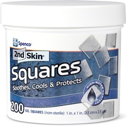 2nd Skin Dressing 1" Squares (200 Count) - Blister Pads for Feet & Body - Cool Gel Relief Patches - 95% Water Formula - Non-Stick Chafing Protection - Portable First Aid for Athletes & Hikers