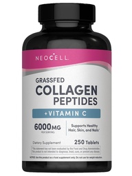 NeoCell Collagen Peptides | 250 Tablets | with Vitamin C | Grassfed Supplement | Hair, Skin, & Nails | for Women and Men