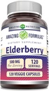 Amazing Formulas Elderberry Supplement | 500 Mg Per Serving | 120 Veggie Capsules | 10:1 Concentrate | Non-GMO | Gluten-Free | Made in USA