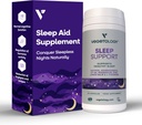 Sleep Support Vegan Supplements (60 Capsules) — Deep Sleep Supplements for Adults and Children — Sleep Calm Food Supplement — Healthy Sleep Aid — Supplements to Help Sleep
