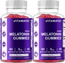 Vitamatic Melatonin Gummies - (2.5 mg 5 mg & 10 mg Doses) - 60 Count Each - (Pack of 2)