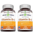Amazing Formulas Vitamin B6 Pyridoxine 25mg 250 Tablets Supplement | Non-GMO | Gluten Free | Made in USA (2 Pack)