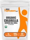 BulkSupplements.com Organic Chlorella Powder - Broken Cell Wall, Green Superfood Powder, Chlorella Supplement - Gluten Free, 3g per Serving, 100g (3.5 oz) (Pack of 1)
