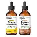 Wild & Organic Maca Ashwagandha Tincture 4 fl oz & Lion's Mane Tincture 4 fl oz