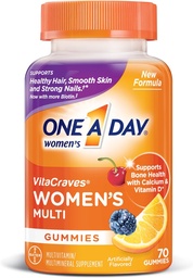 One A Day Women’s VitaCraves Multivitamin Gummies, Supplement with Vitamin A, Vitamin C, Vitamin D, Vitamin E and Zinc for Immune Health Support*, Calcium & more, 70 count