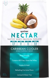 Syntrax Nutrition Nectar, 100% Whey Protein Isolate Powder, Refreshing Fruit Flavor, Caribbean Cooler, 2 lbs