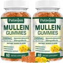 Mullein Gummies for Lungs | 2000mg Mullein Leaf Extract for Respiratory & Immune Support | Pure Vegetarian Mullein Gummies Herbal | Soft and Non Sticky | Mango Flavor | 2 Pack