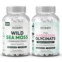 Organics Ocean Wild Sea Moss Capsules and Pure Magnesium Glycinate with Zinc - 100% Irish Sea Moss and Chelated Magnesium Supplement for Women and Men - Thyroid, Muscle Cramps and Sleep Support