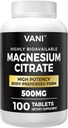 Magnesium Citrate 500MG 100 Tablets- Vegan Safe, High Absorption