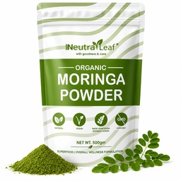 Neutraleaf Organic Moringa Powder | Drumstick Leaves Powder for Immunity | Rich in Iron, Calcium & Plant Protein | Superfood for Hair Growth & Glowing Skin | Non-GMO, Vegan | Resealable Bag | 500g