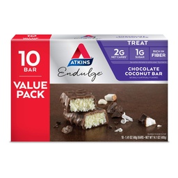 Atkins Endulge Chocolate Coconut Bar, Dessert Favorite, High in Fiber, 1g Sugar, 10 Count