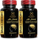 Brain Memory Support - Brain Health Supplements for Adults, Mental Clarity & Cognitive Enhancement, All Natural Brain Supplement for Memory and Focus - 2 Bottles 60 Capsules