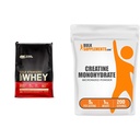 Optimum Nutrition Gold Standard 100% Whey Protein Powder, Vanilla Ice Cream, 10 Pound (Packaging May Vary) & BulkSupplements Micronized Creatine Monohydrate Powder (1 Kilogram)