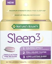 Nature’s Bounty Sleep3 Melatonin 10mg, Maximum Strength 100% Drug Free Sleep Aid, Dietary Supplement, L-Theanine & Nighttime Herbal Blend Time Release Technology, 60 Tri-Layered Tablets