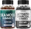 Irish Sea Moss (90 Gummies) Raw Seamoss for Thyroid, Energy & Immune Support and Activated Charcoal (60 Gummies) Healthy Detox & Cleanse Support - Formulated from Organic Coconut Shells - Made in USA