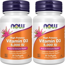 Now Vitamin D-3 5000 IU - 30 Softgels (Pack of 2)