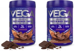 Vega Protein Made Simple - 15g Plant-Based Pea Protein, Chocolate, 10 Servings, Stevia Free, No Artificial Sweeteners or Gums, Non-GMO, Gluten Free, Dairy Free, 9.6oz (Packaging May Vary) (Pack of 2)
